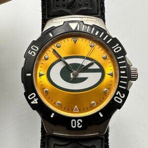 Green Bay Packers Watch Men Yellow Logo Dial Nylon Strap Band New Battery